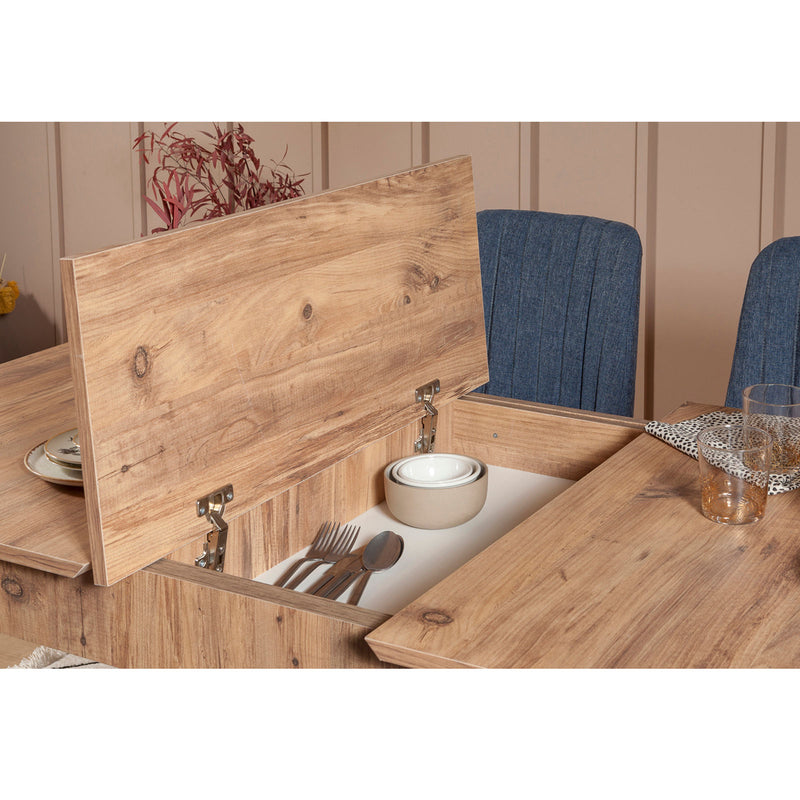 Set tavolo allungabile con 2 sedie e 2 panche design moderno in legno e tessuto - vari colori