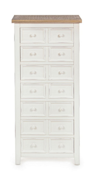 Settimino da camera 7 cassetti stile classico country in legno cm 49x28x110h