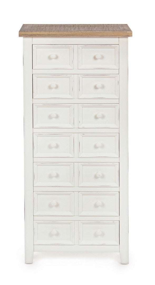 Settimino da camera 7 cassetti stile classico country in legno cm 49x28x110h