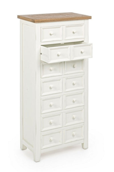 Settimino da camera 7 cassetti stile classico country in legno cm 49x28x110h