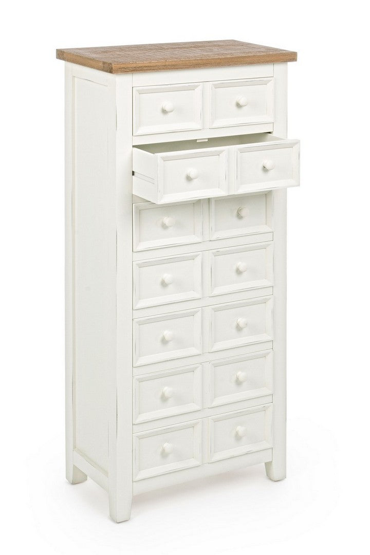 Settimino da camera 7 cassetti stile classico country in legno cm 49x28x110h
