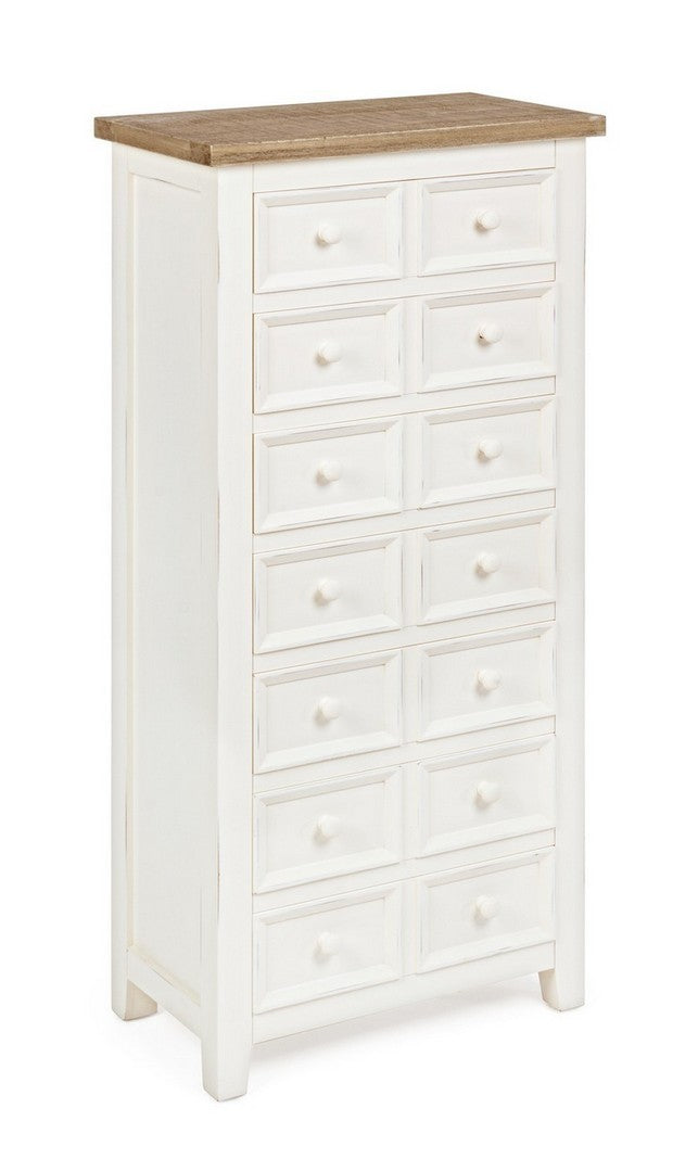 Settimino da camera 7 cassetti stile classico country in legno cm 49x28x110h