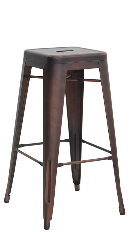 Set da 2 sgabello alto stile industrial in metallo per bar cucina cm 30x30x76h