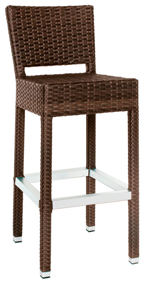 Set da 2 Sgabello alto da bar in polyrattan cm 40x40x105h - vari colori