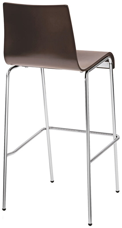 Set da 2 Sgabello moderno alto per bar o cucina in acciaio cromato e legno cm 39x39x102h - vari colori