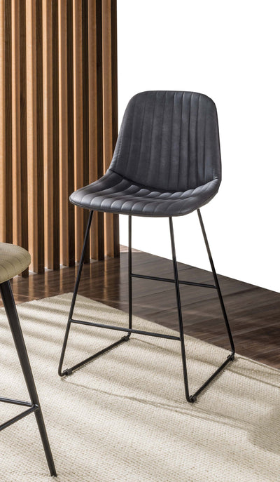 Set da 4 Sgabello moderno in metallo verniciato seduta in ecopelle cm 49x53x98h - vari colori