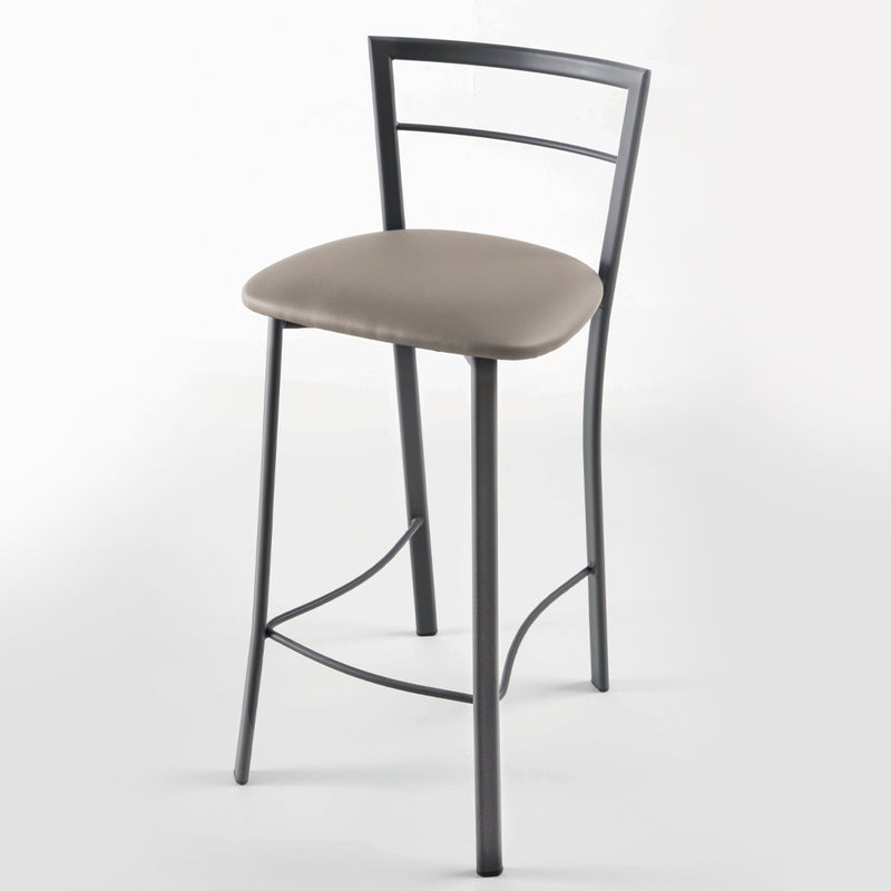 Set da 2 Sgabello alto moderno in metallo seduta in ecopelle cm 40x42x87h - vari colori