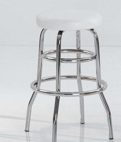 Set da 2 Sgabello fisso tondo struttura in metallo cromato seduta in ecopelle - vari modelli