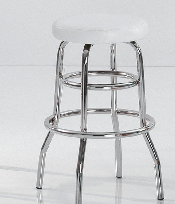 Set da 2 Sgabello fisso tondo struttura in metallo cromato seduta in ecopelle - vari modelli