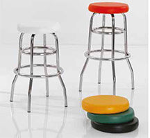 Set da 2 Sgabello fisso tondo struttura in metallo cromato seduta in ecopelle - vari modelli