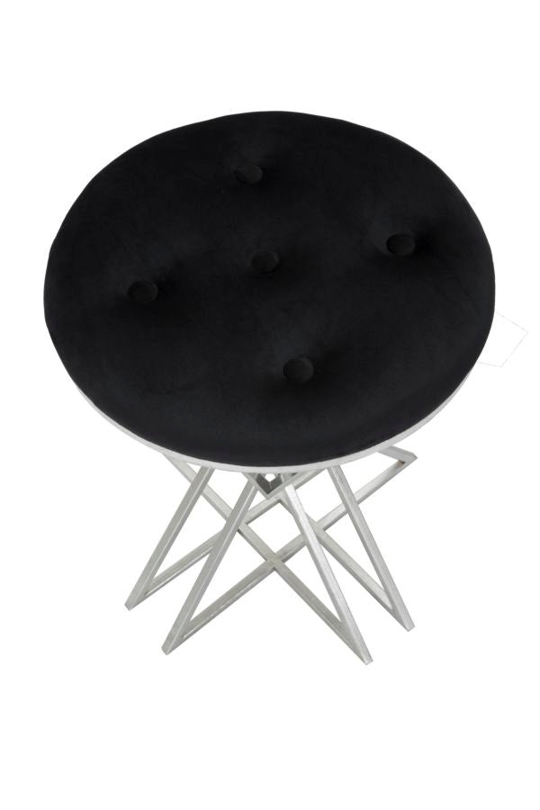 Sgabello basso design in metallo e seduta in tessuto nero cm Ø 40x50h