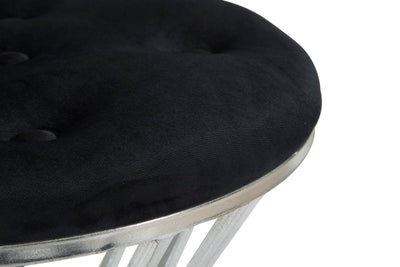 Sgabello basso design in metallo e seduta in tessuto nero cm Ø 40x50h