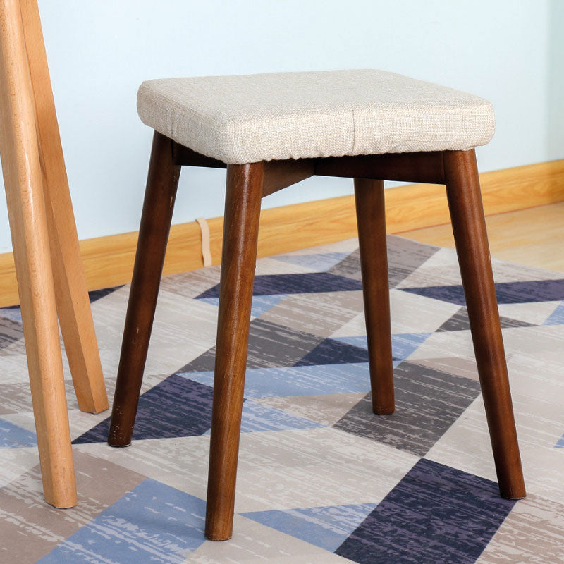 Sgabello basso moderno in legno massello di pino e seduta in cotone cm 33x33x46h - vari colori