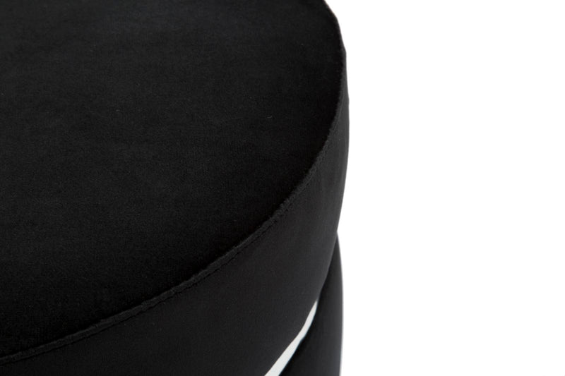sgabello basso moderno in legno e seduta in velluto nero