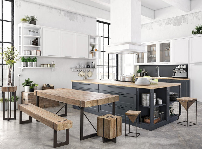 Sgabello basso stile industriale in metallo e legno di abete naturale cm 32x32x45h