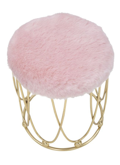 sgabello basso moderno in metallo colore oro seduta in tessuto rosa
