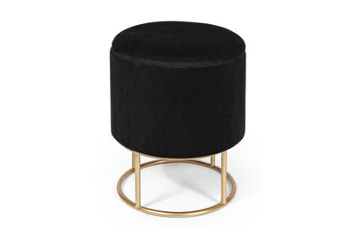 Pouf sgabello contenitore in metallo dorato e seduta in tessuto effetto velluto cm Ø 34x45h - vari colori