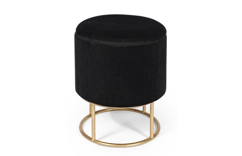 Pouf sgabello contenitore in metallo dorato e seduta in tessuto effetto velluto cm Ø 34x45h - vari colori