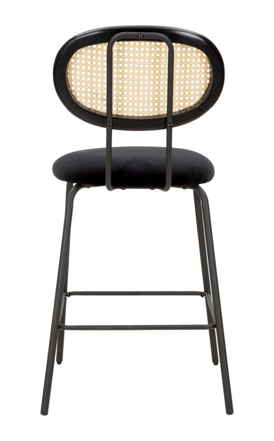 Sgabello alto da bar cucina in metallo e velluto colore nero con schienale cm 47x57x98h