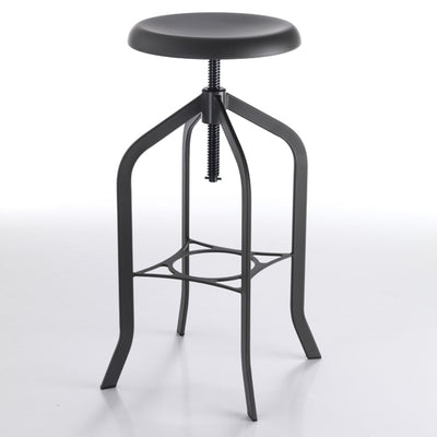 Set da 2 sgabello alto tondo in metallo stile industriale altezza regolabile cm 49x49x86h