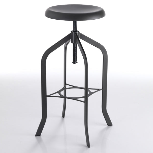 Set da 2 sgabello alto tondo in metallo stile industriale altezza regolabile cm 49x49x86h