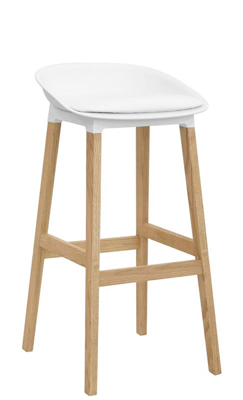 Set da 2 Sgabello da bar cucina stile moderno in polipropilene e gambe in legno - vari colori