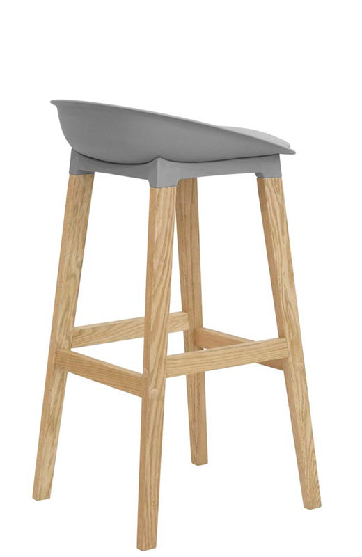 Set da 2 Sgabello da bar cucina stile moderno in polipropilene e gambe in legno - vari colori
