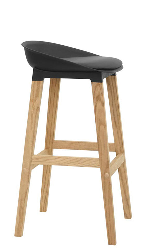 Set da 2 Sgabello da bar cucina stile moderno in polipropilene e gambe in legno - vari colori