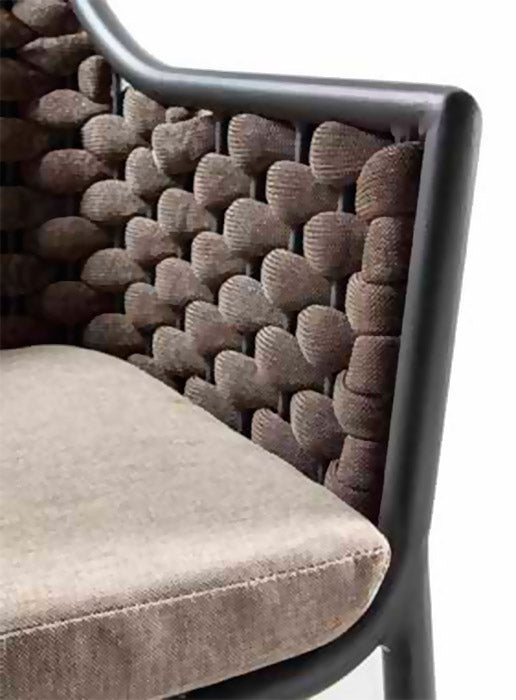 Set da 2 Sgabello alto per esterno in alluminio e corda cm 53x49x98h
