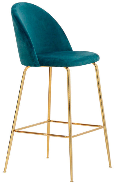Set da 2 Sgabello fisso moderno in metallo dorato e tessuto cm 44x42x108h - vari colori