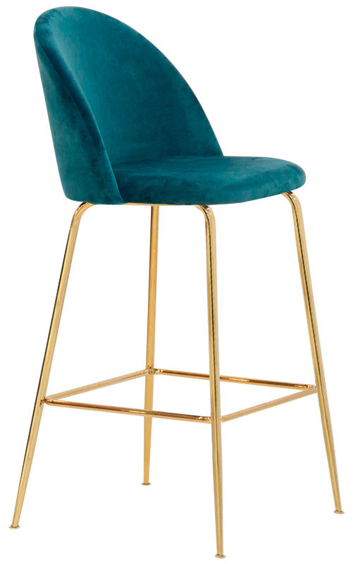 Set da 2 Sgabello fisso moderno in metallo dorato e tessuto cm 44x42x108h - vari colori