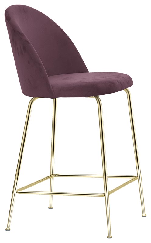 Set da 2 Sgabello fisso moderno in metallo dorato e tessuto cm 44x42x108h - vari colori