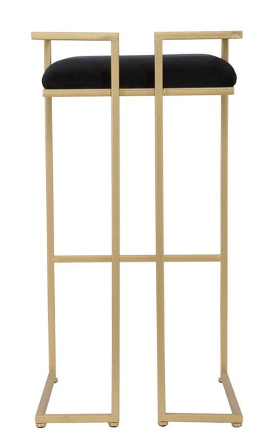 sgabello alto da bar in metallo colore oro seduta in tessuto nero