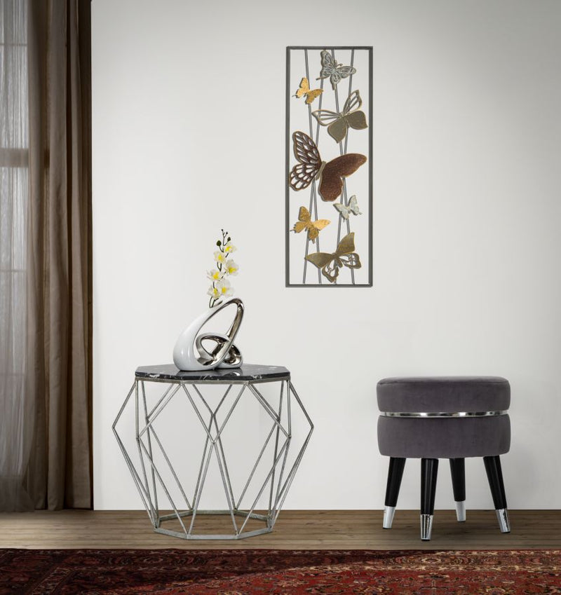 sgabello basso moderno in legno e seduta in velluto grigio