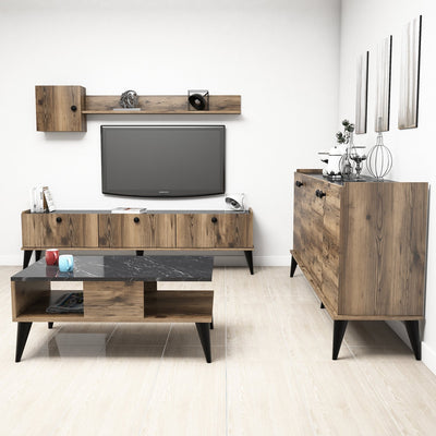 Salotto completo stile moderno con madia tavolino mobile tv e mensola