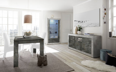 sala pranzo completa struttura cemento e tavolo e frontali colore ossido