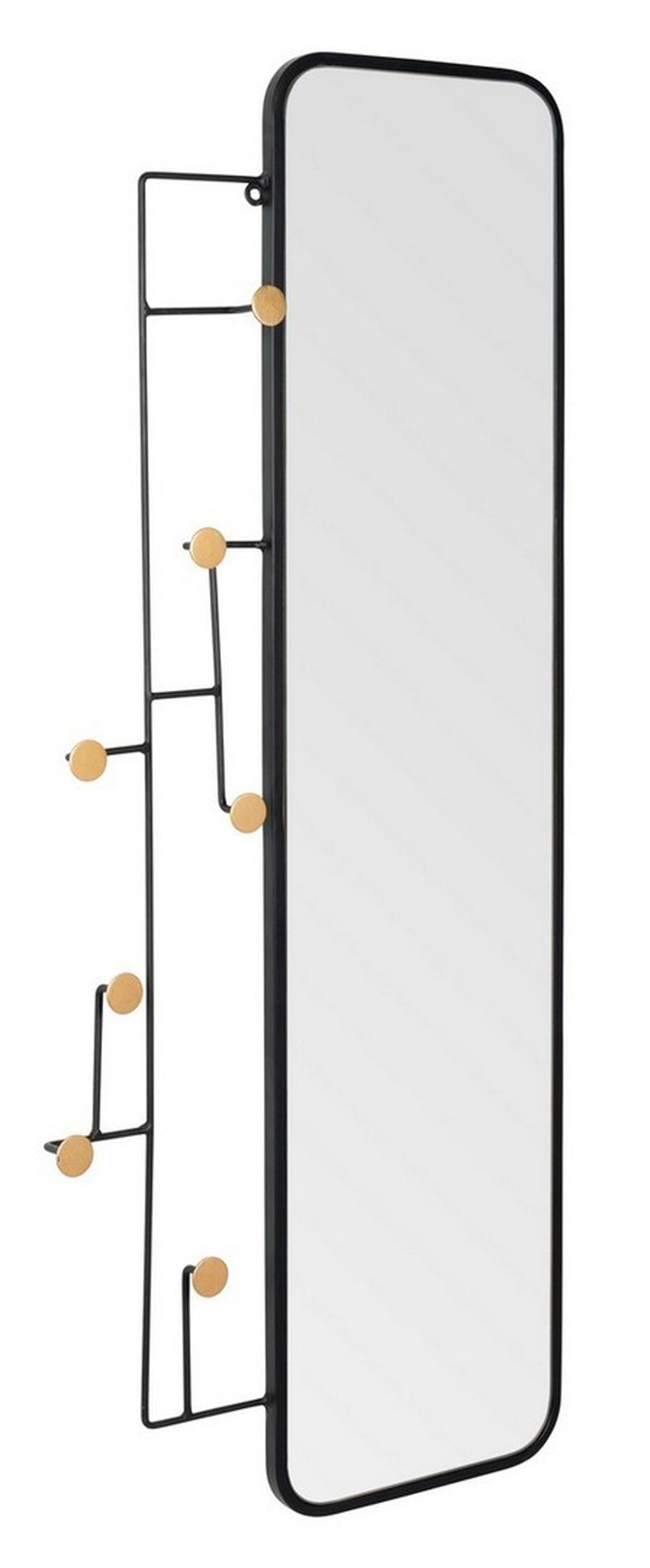 Specchio con ganci appendiabiti in acciaio colore nero e oro industriale - varie misure