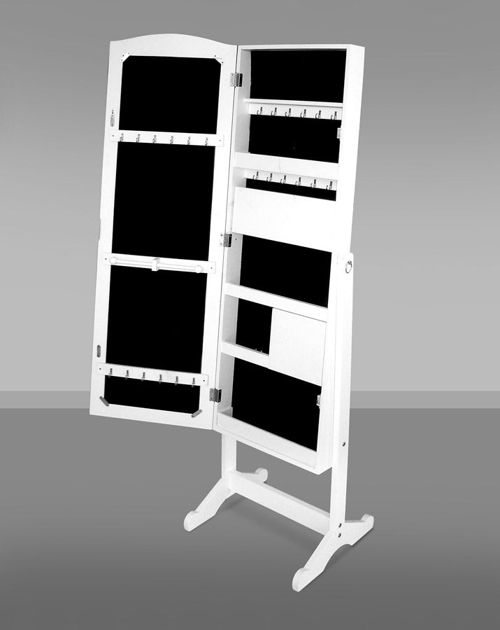 Specchiera da terra porta gioie moderna in legno cornice fantasia cm 42x38x150h