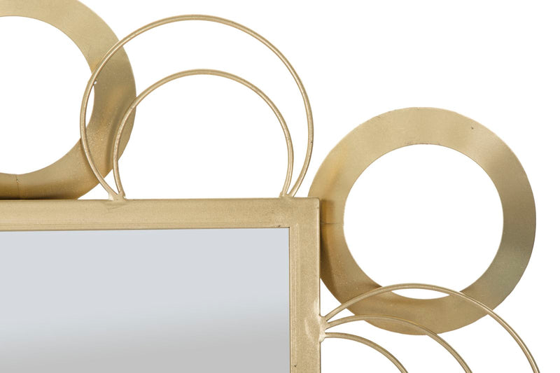 Specchio da parete rettangolare cornice in metallo dorato cm 76x3x108h