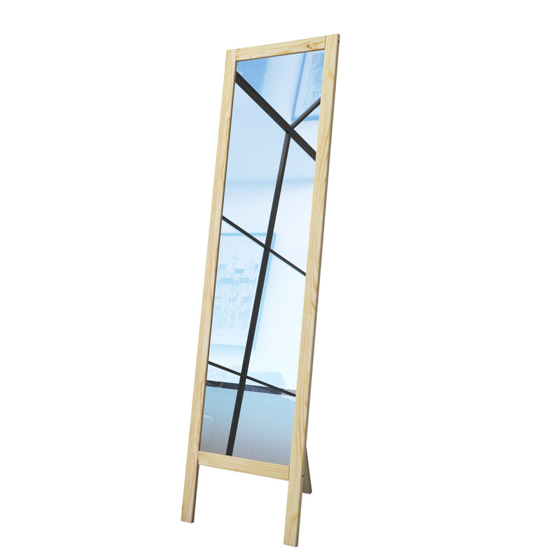 Specchio rettangolare da terra con cornice in legno con cavalletto country cm 38x4x145h