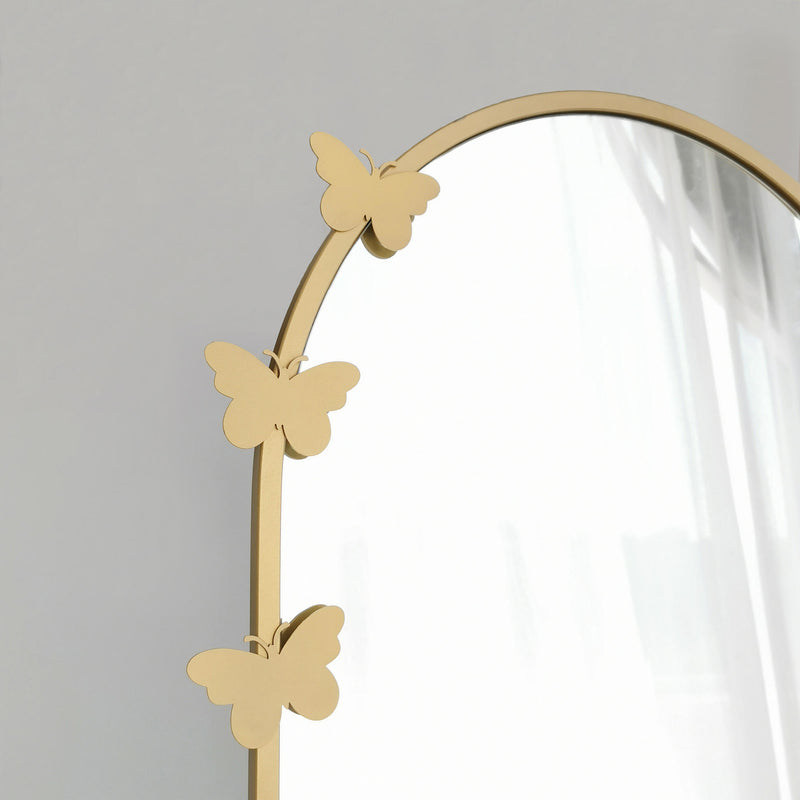 Specchio da terra cheval design moderno con cornice in metallo oro opaco cm 65x2x180h