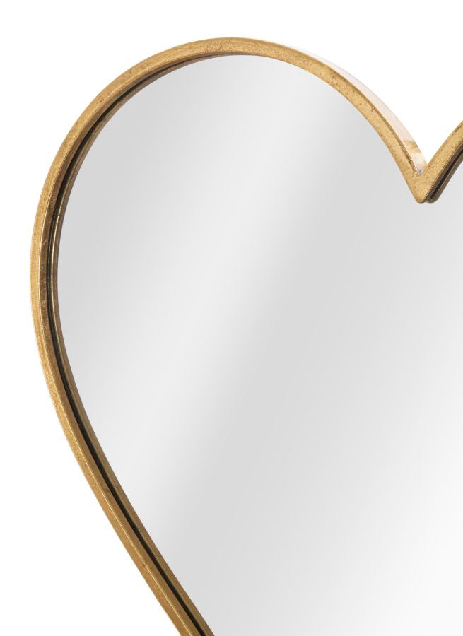 Specchio a forma di cuore cornice in metallo dorato cm 55x2x54h