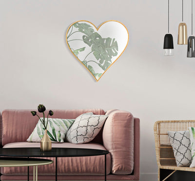 Specchio a forma di cuore cornice in metallo dorato cm 55x2x54h