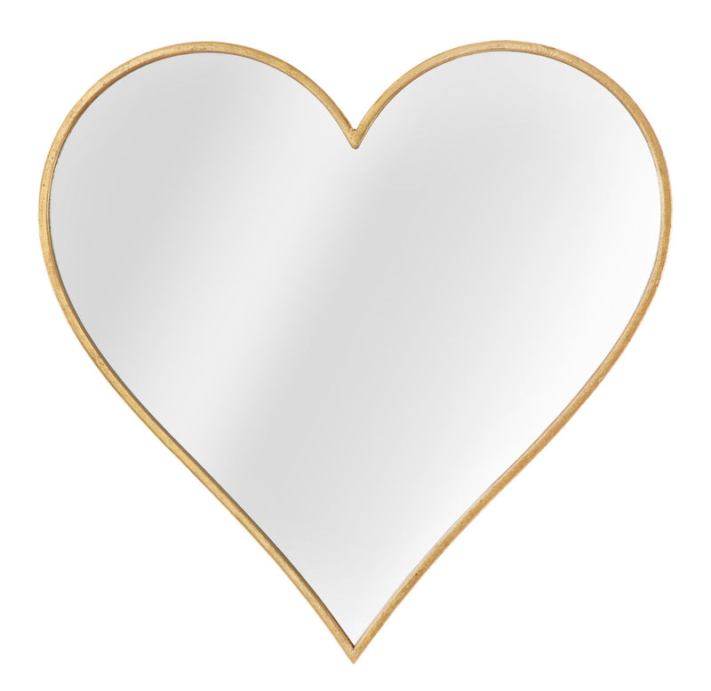 Specchio a forma di cuore cornice in metallo dorato cm 55x2x54h
