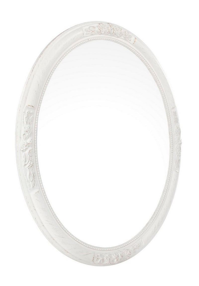 Specchio ovale da parete colore bianco stile classico con decori cm 67x3x57h