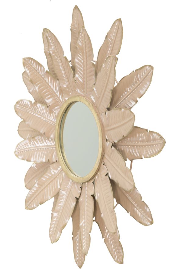 specchio moderno in metallo colore rosa