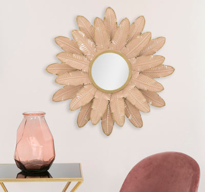 specchio moderno in metallo colore rosa