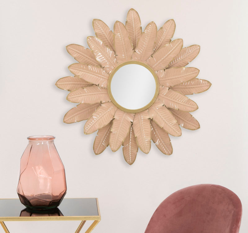 specchio moderno in metallo colore rosa