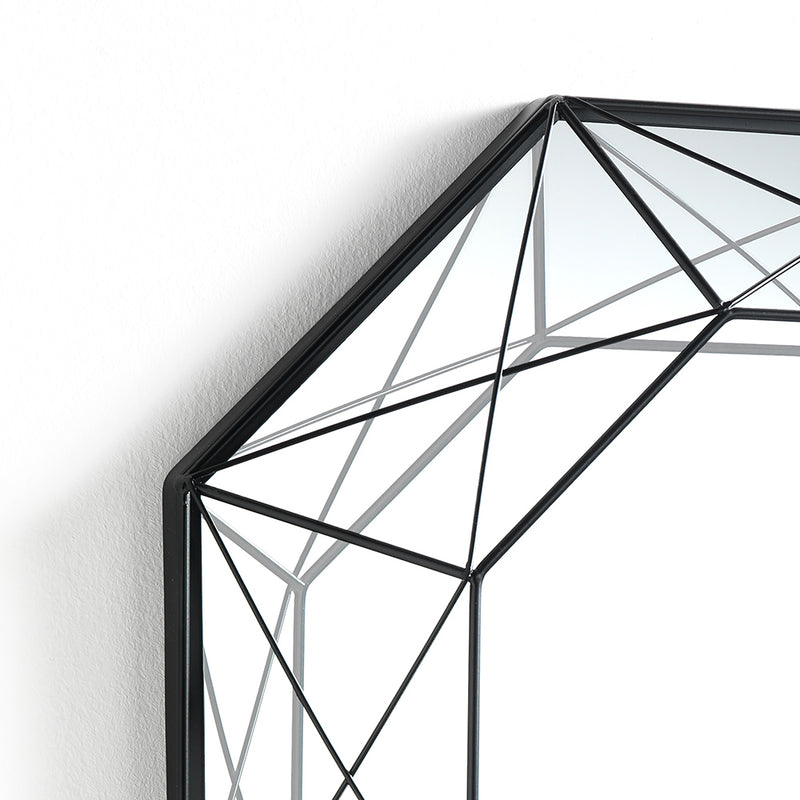Specchio design da parete ottagonale in metallo nero cm 45x8x45h