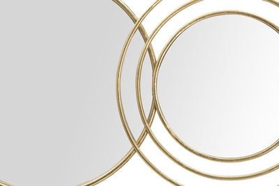 Specchio moderno da parete 3 cornici rotonde in metallo dorato cm 79x2x30h